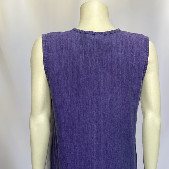 Eileen Fisher Sleeveless Purple/Blue Irish Linen Long Dress - Picture 4 of 7
